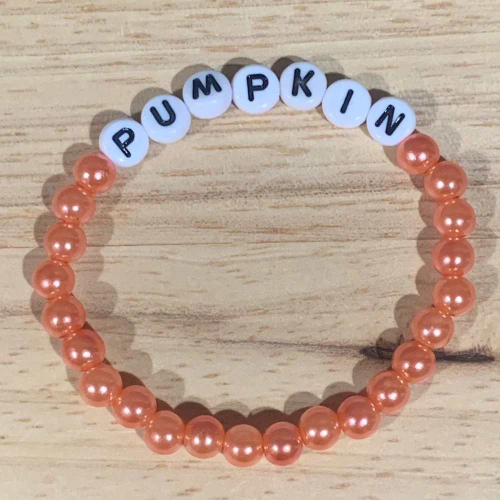 Handmade Fall Beaded Bracelet Set Pumpkin‎ Cozy Vibes Autumn Jewelry 3pc Orange